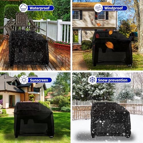 Fizentia Grill Cover for Traeger Grills,600D Waterproof Cover for Woodridge Electric Wood Pellet Grill and Smoker,Heavy Duty Outdoor Wood Pellet Smoker Covers for Woodridge (Large-50x27x46in) - Thumbnail 6
