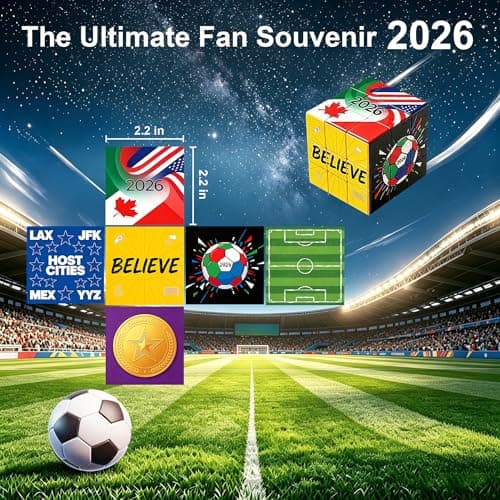 2026 World Soccer Cup 3x3 Cube Puzzle, Unique Football Souvenir Featuring Host Cities & Believe Design, End of Season Soccer Gifts, Coach Desk Decor & Team Party Favors - Thumbnail 2