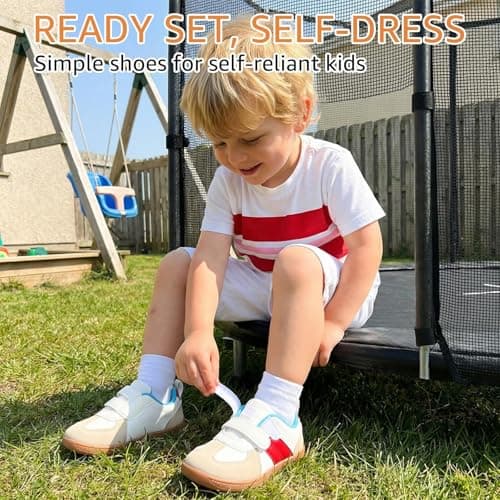 WIDE TOE BOX Toddler Barefoot Shoes - Boys Girls Zero Drop Sneakers - Non-Slip First Walking Shoes, Lightweight Kids Tennis Shoe, Classic Blue Red, 10 Wide Toddler - Thumbnail 6