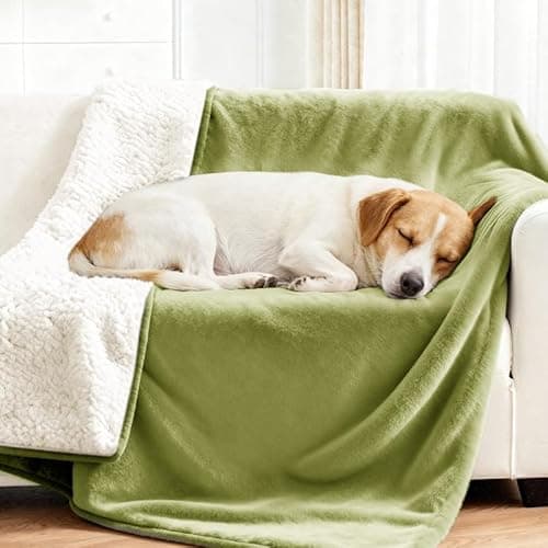 Lekereise Reversible Waterproof Dog Blanket, Super Soft Couch Cover for Dogs, Washable Leak-Proof Protector for Sofa Bed Car Seat, for Cats to Large Dogs (Green, 35" x 50")