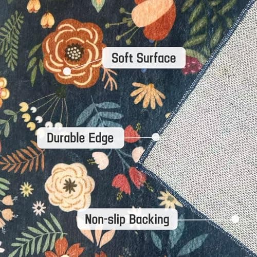 HiChiclife Runner Rug, Floral Rug, Long Rug for Hallway Kitchen,2'x 8',Blue - Thumbnail 5