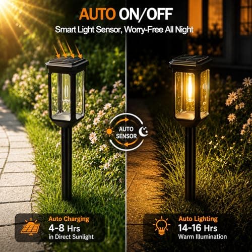 Tenmiro-Solar-Pathway-Lights-Outdoor-8-Pack-LED-Solar-Powered-Garden-Lights-Waterproof-IP65-Auto-On/Off-Outdoor-Light-for-Yard-Lawn-Patio-Path-Walkway-Driveway-Landscape-Lighting-Decor-3000K - Thumbnail 4