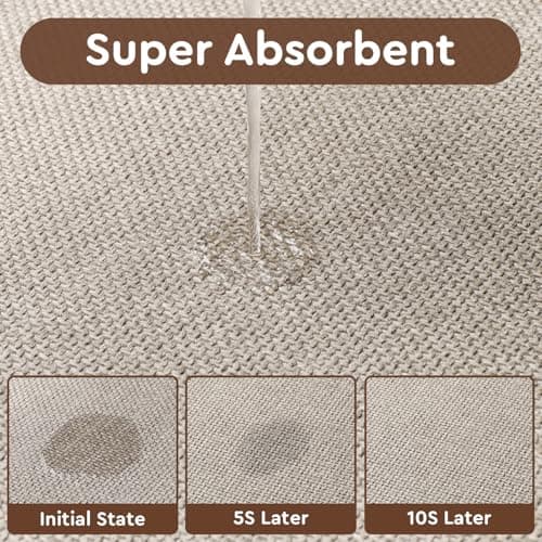 tchdio Kitchen Mats for Floor, Rubber Backed Kitchen Rugs Non Slip Washable, Superior Absorbent Kitchen Runner Rug Easy to Clean, Comfort Kitchen Floor Mat Front of Sink (Light Beige, 20" × 47") - Thumbnail 3
