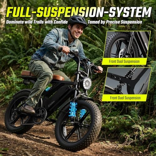 SISIGAD Electric Bike for Adults, Peak 1500W Motor Ebike, 30 MPH 65 Miles, Fat Tire 20" Retro E Bike, 48V 15Ah Removable Battery, 7-Speed for City Commuting, Off-Roading, Mountain, UL 2849 Certified - Thumbnail 5