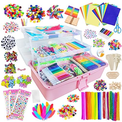 Itopstar 3000 Kids Arts and Crafts Supplies for Kids Crafting Supply in 3 Layered Plastic Art Box All in One Ages 8 9 10 11 & 12 Year Old Girls & Boys Crafting Supply Set - Image 1