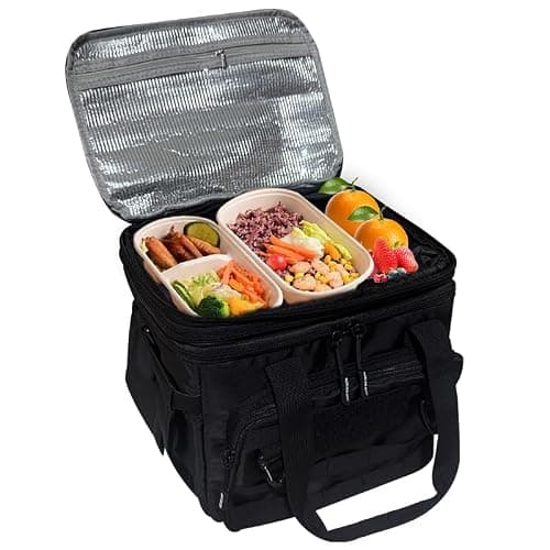 Noelen Gad Expandable Insulated Lunch Box for Men & Women - Tactical Cooler Lunch Bag, Keeps Food Hot or Cold 8 Hours, Large Capacity with Water Bottle Holder & Shoulder Strap (Black) - Thumbnail 5