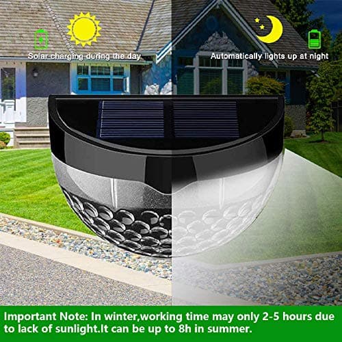 KBP Solar Fence Lights Outdoor Decorative Garden Lights Waterproof Wall Lights for Patio, Yard, Stairway (Black) - Thumbnail 3