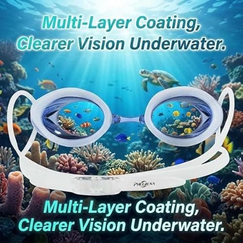 PHELRENA Swimming Goggles, Professional Swim Goggles Anti Fog UV Protection No Leaking for Adult Men Women Kids - Thumbnail 2