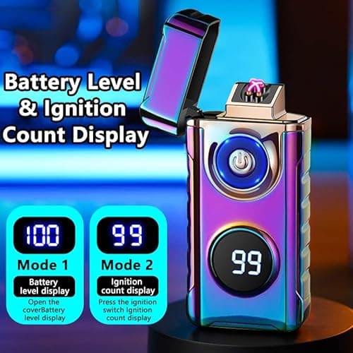 BABOBIU USB C Rechargeable Electric Lighter with Built-in LED Flashlight Windproof Arc Plasma Lighter for Candles Camping Fire BBQ Outdoor Indoor Use Men Fathers Husband (Multi) - Thumbnail 4