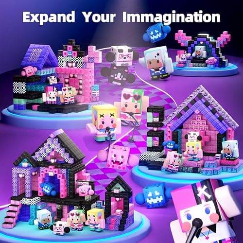 GobiDex 108PCS Magnetic Building Blocks & Figures Playset - STEM Princess Sensory Toys to Build a MagWonder World, Pretend Play Birthday Gift for Girls Ages 3+ (0.8 in) - Thumbnail 2