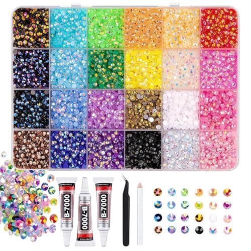 28000 Pcs Resin Jelly Rhinestones Kit, Multicolor 3mm Flatback Rhinestones with 3 Pcs B7000 Jewelry Glue & Tools, All-in-One Bedazzling Kit Gifts Package for DIY Arts & Crafts - Image 1
