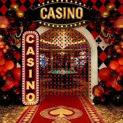 Casino Night Decorations - Giant Casino Sign Cardboard Cutout Standup for Las Vegas Party Decorations, Casino Photo Booth Props - Thumbnail 2