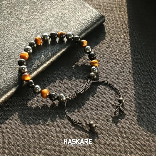 Multi Protecion Gifts for Men - Tiger Eye Black Obsidian Bracelets, Healing Crystal Energy Stone Jewelry, Stuffers for Dad Husband Grandpa, Handmade Birthday Gifts for Him Father's Day Anxiety Relief - Thumbnail 2