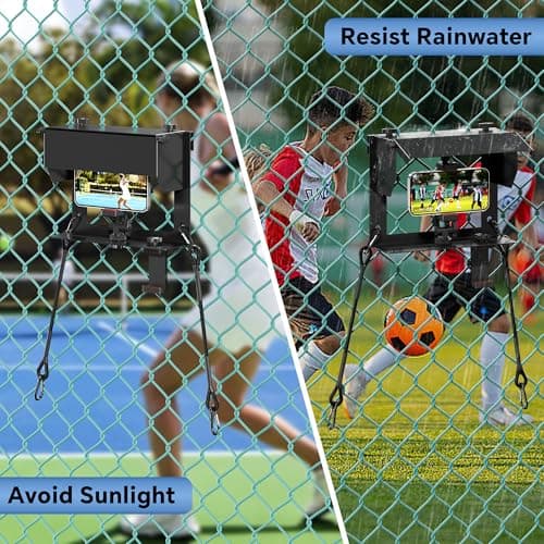 Phone Fence Mount with Shade and Power Bank Holder, Mounting Kit Compatible with iPhone, GoPro, Mevo, Action Cameras, Streaming Kit for Recording Baseball, Football, Softball, Rugby, Tennis Games - Thumbnail 4