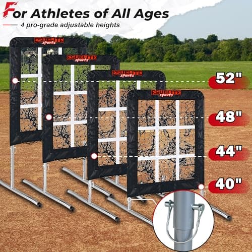 Heavy-Duty 9 Hole Baseball & Softball Pitching Net with Strike Zone Target - Adjustable Portable Design for Training, Includes 4 Stakes & 2 Sandbags（Black） - Thumbnail 4