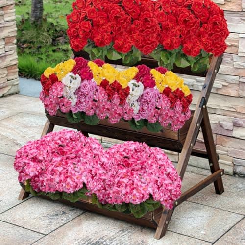 BSMYBO 6PCS Artificial Geraniums Outdoor Flowers, Faux Pink Geraniums Artificial Flowers Plants Outdoor UV Resistant Plants, Realistic Silk Flowers for Cemetery, Front Porch Decor, Table Centerpiece - Thumbnail 4