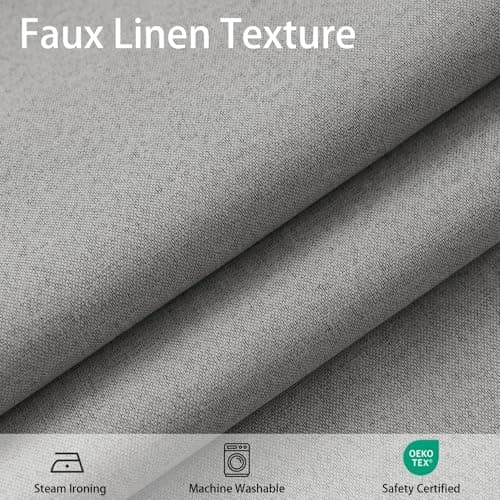 NICETOWN Faux Linen Grey Curtain 100% Blackout Blind Self Adhesive Drape for Cabinet, No Drill Easy to Install for Kitchen Window Cover, W35 x L63, 1 Panel - Thumbnail 5