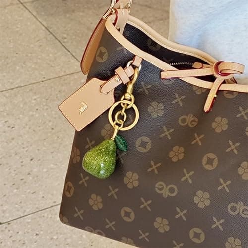 Hclian Cute Pear Keychain Bag Charms Car Keyrings for Women - Thumbnail 3
