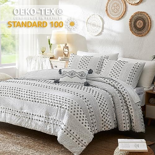 Geniospin Twin Comforter Set for Girls- 5 Pieces Pom Tufted Bed in A Bag Twin Bedding Sets with Sheets, Pillowcases & Shams, All Season Kids Comforter Set - Thumbnail 2