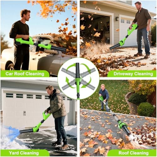 Hooseen Roof Gutter Cleaning from The Ground, 40V Leaf Blowers Cordless with 2 Battery, Adjustable Pole (98inch)3 Speed Modes 500CFM/180MPH for Gutter Cleaner Extension Attachment Kit for Garden,House - Thumbnail 5