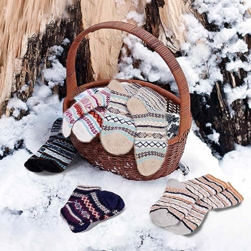ICEIVY 5 Pair Fuzzy Cozy Fluffy Socks for Women, Warm Comfy Soft Casual Home Sleep Winter Wool Socks, Gifts for Women - Thumbnail 5