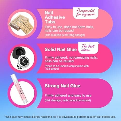Short Square Press on Nails - Handmade Manicure Art Reusable False Nails 10pcs with Solid Nail Glue, Nail Adhesive Tabs, Strong Nail Glue (2777 Large) - Thumbnail 5