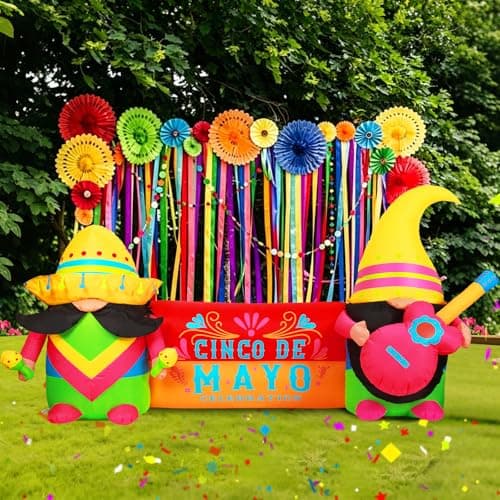 GIFTFIND 8FT Long Cinco De Mayo Inflatables Outdoor Decorations, Colorful Fiesta Party Blow Up Decor, Built-in LED Lights May 5 Mexican Yard Decoration for Garden Lawn Holiday Decor - Thumbnail 6