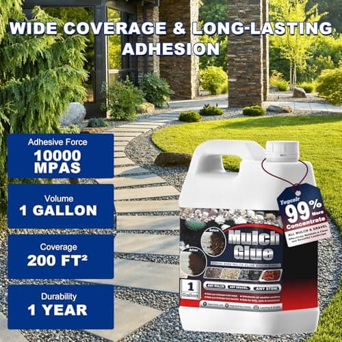 Mulch Glue for Landscaping - 1 Gallon Strong Adhesive Rock Glue for Landscaping, Non-Toxic Weather-Resistant Mulch Anchor for Landscaping Rocks, Pebbles and Pine Straw - Thumbnail 2