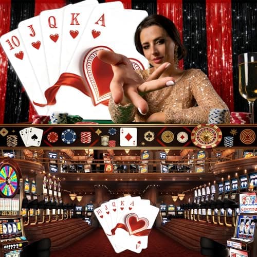 4ft Casino Themed Party Decorations - Giant Royal Flush Poker Cardboard Cutout Backdrops for Casino Poker Night Decorations, Las Vegas Themed Birthday Party Photo Booth Backdrop - Thumbnail 6
