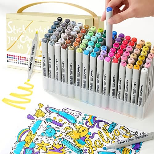 Arrtx Alcohol Markers OROS 90 Colors,Brush and Chisel Tip,Art Markers for Artists Adult Coloring Sketch Illustration, Comic - Thumbnail 5