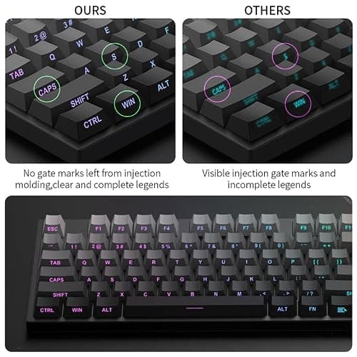 AKepopery PBT Keycaps Side Print Key Cap Set, Double Shot Shine Through Custom Keycaps, Cherry Profile 133 Keys for Mechanical Keyboards Gradient Blue (Gradient Gray) - Thumbnail 6