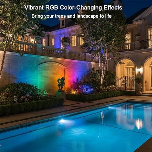 AurNyvaMay Smart Landscape Spotlights, Low Voltage IP67 Waterproof Outdoor Spot Lights Compatible with APP/Remote Control Color Changing Lights for Yard Garden Pathway Lawn Tree Festival 6 Pack - Thumbnail 4