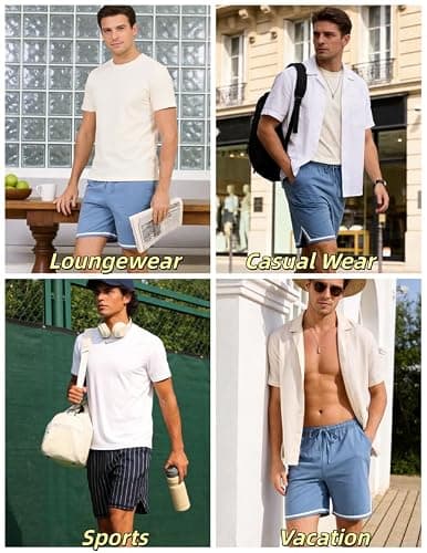 Marvmys Men's Cotton Pajama Shorts Soft gym Bottoms Elastic Waist Loungewear Lounge Shorts with Pockets Army Green 3XL - Thumbnail 6