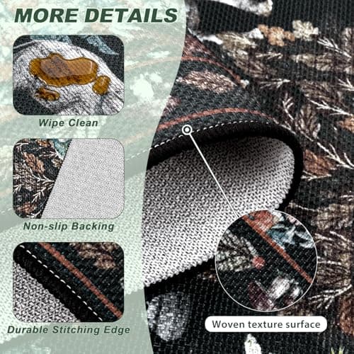 Yamaziot Washable Area Rug 5x7 – Jungle Animal Print Linen Rug for Living Room, Low Pile Non Slip Boho Floor Carpet for Indoor Outdoor Rug, Bedroom, Living Room, Dining Room, Forest Black - Thumbnail 4