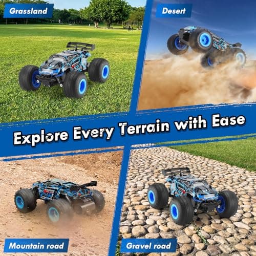 BIFYTON Remote Control Car, 1:18 Rc Cars, All-Terrain RC Truck with LED Light, 20KM/H, Rechargeable, 2WD, 2.4GHz, Sturdy PVC Shell, Remote Control Truck for Boys 4-7 8-12, Beginner - Thumbnail 3