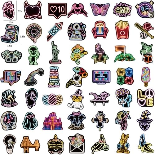 300 Pcs Cool Neon Water Bottle Sticker for Kids Teens, Waterproof Stickers for Water Bottle Laptop Skateboard, Assorted Fun Neon Sticker Pack Prizes for Kids Classroom Party Decorations - Thumbnail 4