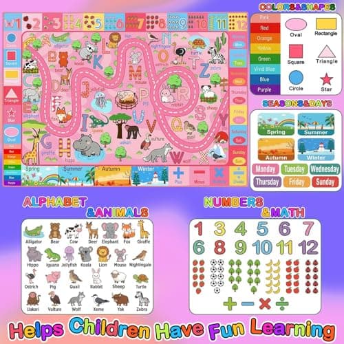 HBUFBUQ 2.5x4 ft ABC Rug for Kids Room Nursery Classroom Rug, Kids Rugs for Playroom Bedroom, Boys Girls Non-Slip Educational Play Mat with Alphabet Numbers Animals Shapes Seasons - Thumbnail 3