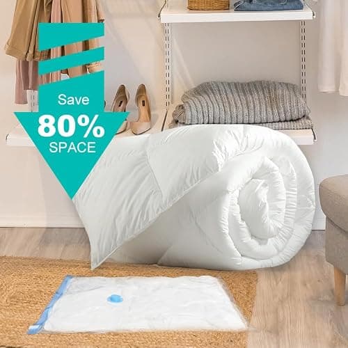 Spylandy Vacuum Storage Bags, 10 Pack with Electric & Manual Pump, Space Saver Compression Bags for Clothes, Blue and White, Nylon, 4 Medium 4 Large 2 Jumbo, (Hand Pump) - Thumbnail 2