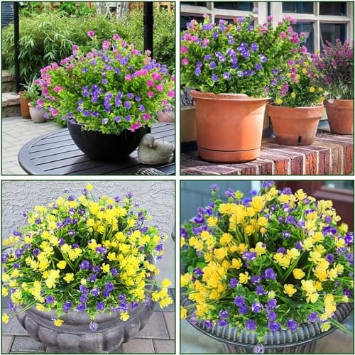 trytuny Artificial Flowers for Outdoor,20 PCS Artificial Greenery Fake Shrubs Flowers,UV Resistant Fake Flowers No Fade Faux Plastic Plants for Outdoor Planters for Home Garden Outside Porch Decor - Thumbnail 5