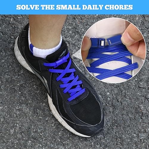 Neo-wows Flat Elastic No Tie Shoe Laces for Sneakers, Stretch Tieless Shoelaces for Kids & Adults, Flat Shoes Strings - Thumbnail 5