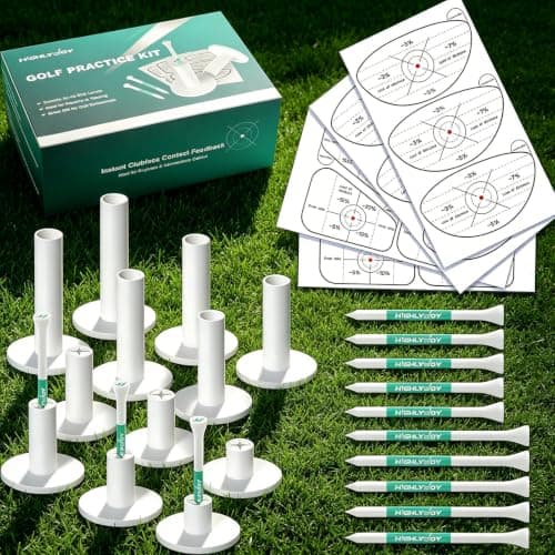 68 Pcs Golf Mat Tees Set, Mix Sizes Rubber Tees for Simulator & Hitting Mats, Golf Swing Training Aid with Impact Tape and Bamboo Tee for Beginners & Pro Golfers Indoor or Driving Range Practice - Image 1