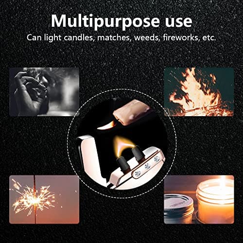 Electric Plasma Lighter RSBYE USB Rechargeable Lighter with LED Battery Indicator No Butane Windproof Lighters Ideal for Candles, BBQ, and Travel (Ice Gold) - Thumbnail 5