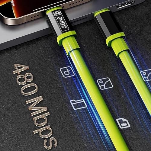 Teilybao USB C Cable, 240W 4.92FT 6A Fast Charging USB C Charger Cable with LED Display, Zinc Alloy Silicone USB C to USB C Cable for iPhone 16/Pro/Plus/Pro Max, MacBook, iPad Pro, Galaxy S24/S23 - Thumbnail 6