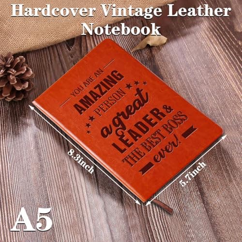 QDWXDEL Gift for Boss,A5 Hardcover Leather Journal for Women,Journal Notebook for Work,Thank You Gifts,Leadership Gifts (great LEADER) - Thumbnail 2