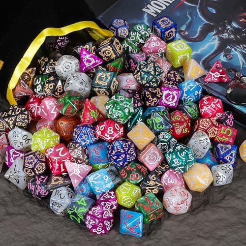 CiaraQ DND Dice Sets- 26 X 7 Polyhedral Dice (182pcs) with a Large Drawstring Bag, Multi-Color Engraved Gaming Dice for Dungeons and Dragons, Role Playing Table Game. - Thumbnail 5