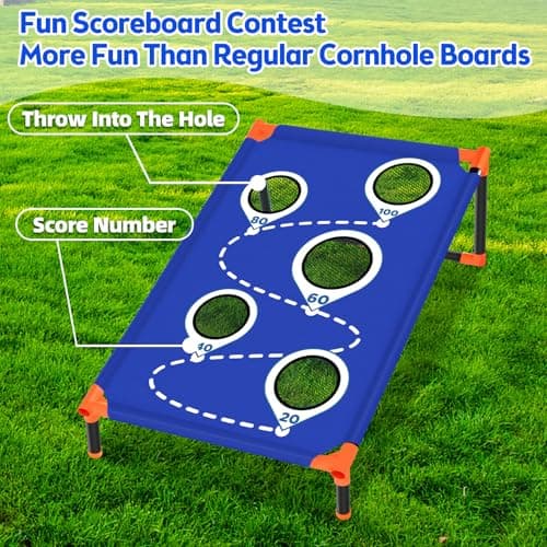 NZQXJXZ Portable Cornhole Board Set with 8 Bean Bags 3x2FT Cornhole Games for Kids and Adults Cornhole Set for Indoor and Outdoor Camping Parties Travel Beach Yard - Thumbnail 5