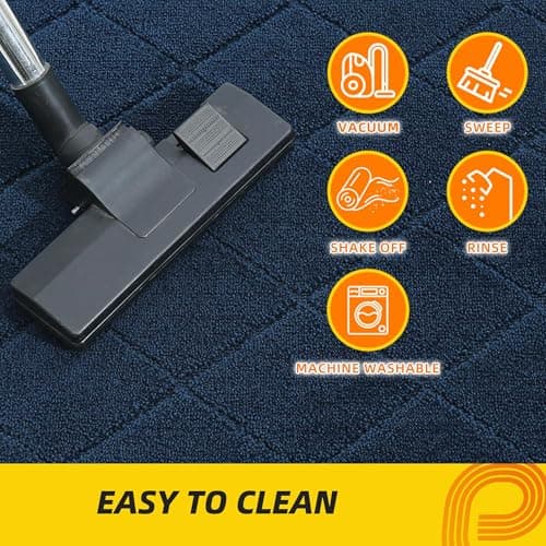 JSEI Dirt Trapper Door Mat 32"x48", Non-Slip Washable Entryway Mats, Dog Door Mat, Stain Resistant and Absorbent Floor Mats, Low Profile Welcome Mat for Front Back Door, Navy Blue - Thumbnail 5