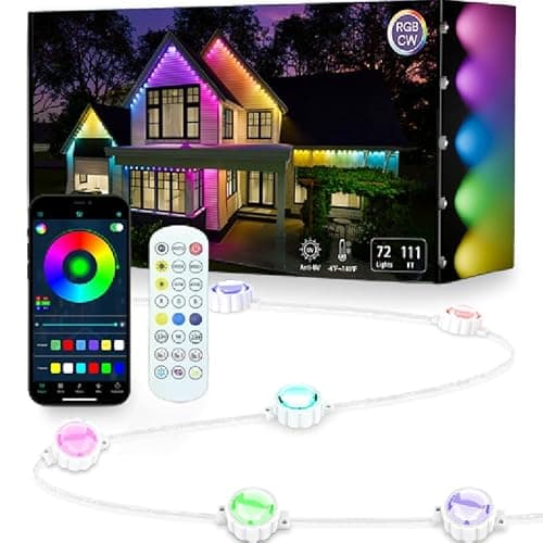 AurNyvaMay Permanent Outdoor Lights,Smart RGB Outdoor Lights with Remote APP Control, 100 Ft with 72 LED IP67 Waterproof Outside Light for House for Holiday, Party, Dailyy(unconnectable)