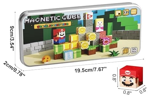 MEIQ Mini Magnetic Blocks STEM Toys for Kids Ages 3-8, 35PCS Travel Building Set with Magnetic Storage Tin Box, Educational Construction Toys for Toddlers, Preschool Birthday Gift for Boys & Girls - Thumbnail 6