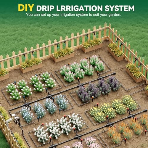 Drip Irrigation System for Garden, 2026-Upgraded Quick Connect Garden Watering Kit All-in-One with 1/2 inch 1/4 inch Irrigation Tubing for Garden, Lawn, Greenhouse, Raised Beds (233FT) - Thumbnail 4
